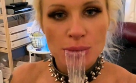 Big Breasted Mature Blonde Slut Takes On A Gang Of Cocks