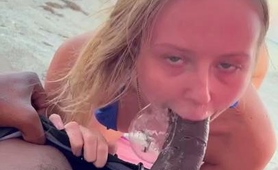 Horny Milf Sucks And Fucks Big Black Cock On The Beach