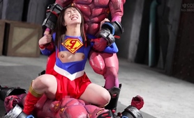 Hardcore threeway fantasy comes to life for slutty Supergirl