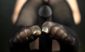 Pantyhosed Temptress Practicing Footjob Skills On A Big Toy