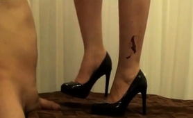 Mistress trampling my cock with high heels